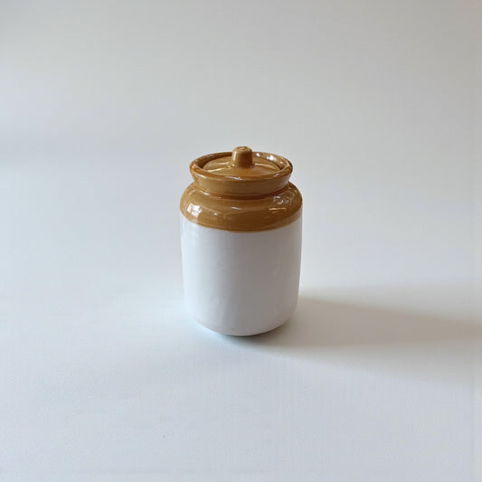 Rustic Charm Ceramic Pickle Jar with Lid – Dual Tone Brown & White 1000 ML