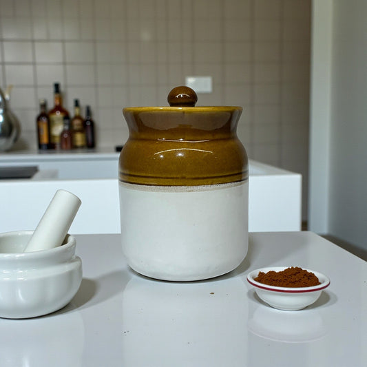 Rustic Heritage Ceramic Jar – Set of 1 | 500 gms Each | Handcrafted Dual-Tone Brown & White Storage Jars